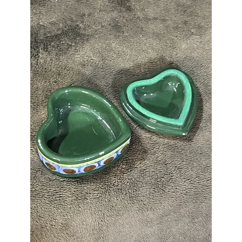 Lavorato A Mano In Oro Zecchino Mosaic Heart Trinket Box Hand painted Gold(1969)